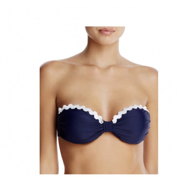 Shoshanna Other - Shoshanna Women's $150 Bandeau Underwire Scalloped Navy Bikini Swim Top Size C